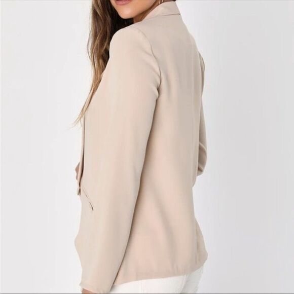 NWT- Lulus cream open draped-Lightweight Miss Punctuality  blazer- Size XS - Picture 3 of 15